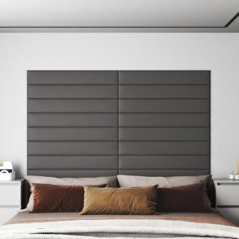 Painel de Parede Cinza VidaXL Couro Artificial – Conjunto de 12 (90x15cm, 1,62m²)