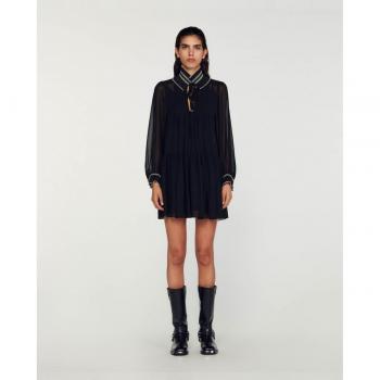 Black Woven Mini Dress by Sandro, Size 38