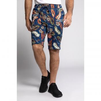 Bermuda felpa uomo taglia XL con cintura elastica e motivo floreale, blu, JP1880