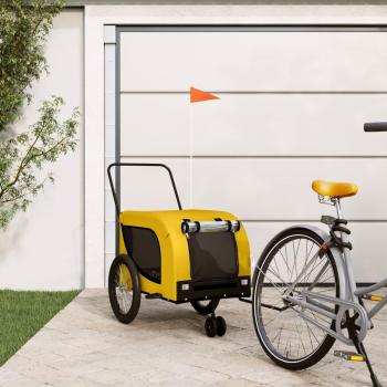 Vidaxl Pet Bike Carrier Yellow and Black Oxford Fabric and Iron