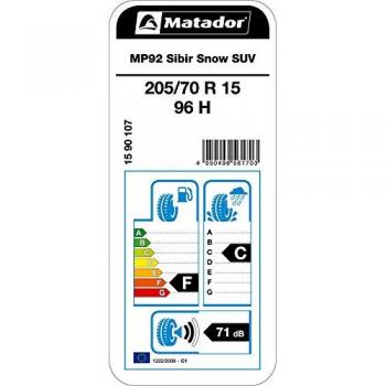 Matador MP92 Sibir Snow (205/70 R15 96H) Winterreifen mit hoher Traktion