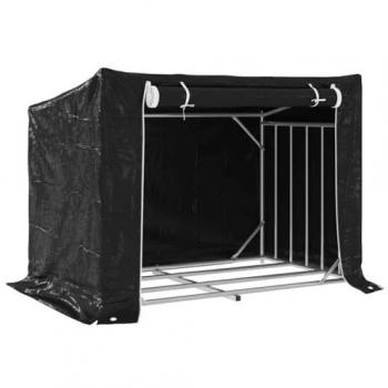 Galvanised Steel Firewood Holder with Weatherproof Cover 150.5x100.5x110.5 cm