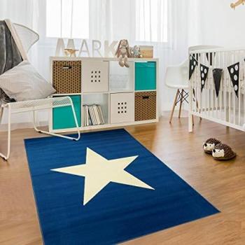 Etoile Bleue Tapis pour Chambre d’Enfants – 160x225 cm, compatible chauffage par le sol