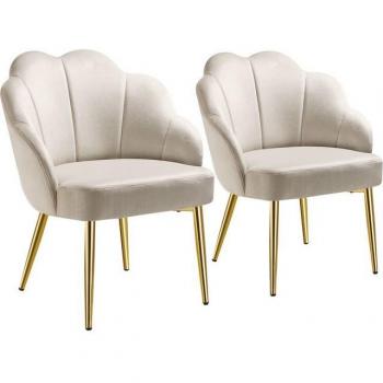Tectake Chaise Cocktail Crème Or – Pack de 2
