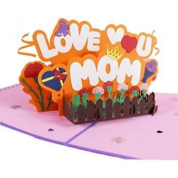 Carte de vœux Pop-Up 3D Love You pour mariage
