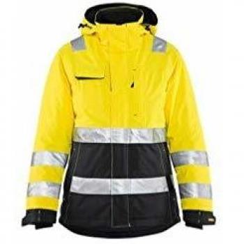 Krähe WORKWEAR Blaklader Damen Winterjacke mit hoher Sichtbarkeit, gelb schwarz, M