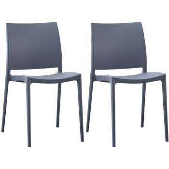 Set Dual de Sillas de Jardín Metón, Plástico y Gris