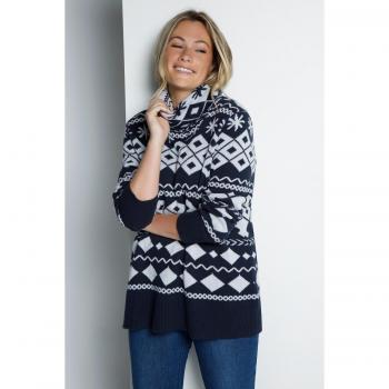 Pullover donna cotone blu taglia 60/62 Ulla Popken