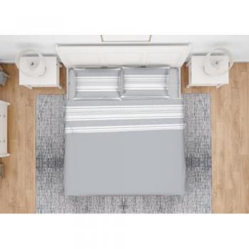 Completo Lenzuola Letto Singolo Grigio in Cotone 100% con Disegno a Righe