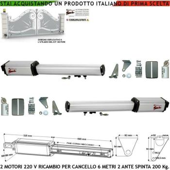 Sistema Cancello Automatico 2 Ante con Spinta 2 Q.li
