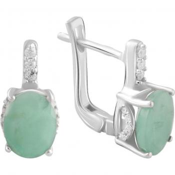 Aretes de plata con esmeralda 4.015ct y piedras brillantes