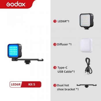 Video Light Godox 6R RGB – 0 a 360°, 3200K‑6500K
