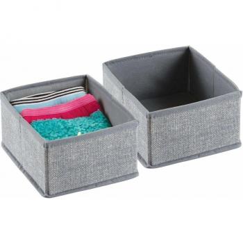 MDesign Grey Fabric Cube Duo – Cabinet Organizer