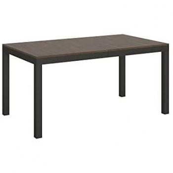 Table rectangulaire extensible 6 à 20 places – L 160–420 cm, Bois sombre, Métal anthracite