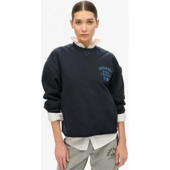 Superdry Sweat Ample Col Rond Femme Taille 42 Bleu Marine