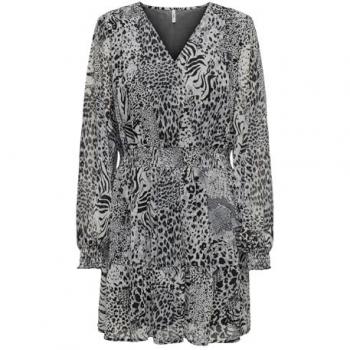 Only Kurzes Kleid ONLRIA mit Drapierung und Smok-Details in Schwarz, Größe XL