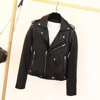 Abrigo de cuero falso estilo biker para mujeres