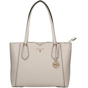 Michael Kors Women's Mae Medium Cream Pebble Leather Satchel