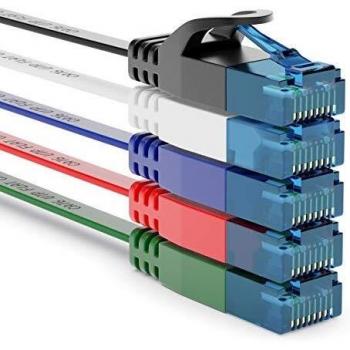 5x 1m CAT6 Flachnetzwerkkabel U-UTP RJ45