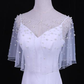 Capa corta de boda con perlas