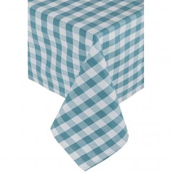 Homescapes Blue Block Check Gingham Tablecloth, 54 x 54 Inches