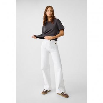 Stradivarius D77 White Pocketed Minimalist Pants Size 30