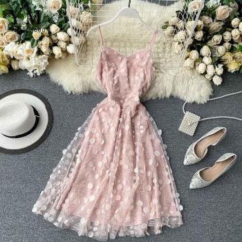 Vestido Elegante Rosado de Tirantes para Mujer