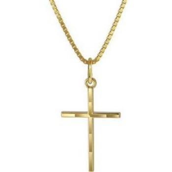 Trendor Kreuz-Anhänger aus 333er Gold mit goldplattierter Kette