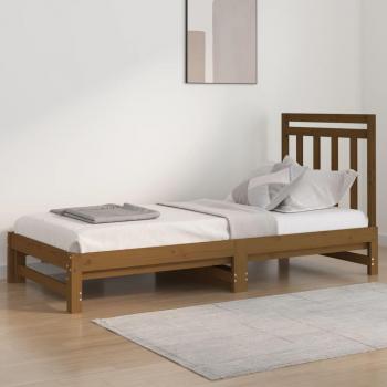 Pull-out Day Bed Solid Pine Wood Honey Brown 2x(90x200) cm