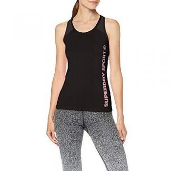 Schwarzes Superdry Damen CORE Mesh-Tops Vest – Passgenau, 34