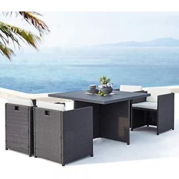 Salotto da Giardino CONCEPT U a Incasso 4 Posti Resina Intrecciata Grigio/Bianco Sunset