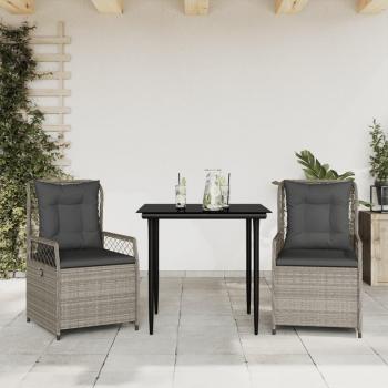 Set Pranzo Giardino 3pz con Cuscini Grigio Chiaro