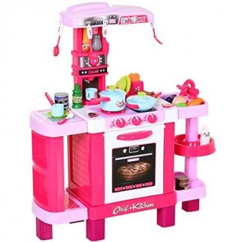 HOMCOM Children's Kitchen Play Set with 38 Pieces, Including Food, Utensils, and Appliances