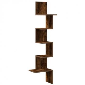Wall Corner Shelf Smoked Oak 32x32x127.5 cm Engineered Wood