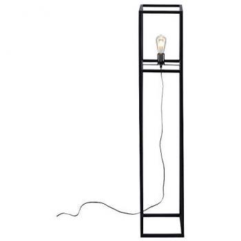 Lampada da terra in metallo nero con interruttore a pedale, design contemporaneo