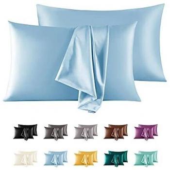 Satin Silk Pillow Cover, 2 Pack for Hair and Skin, Soft Breathable with Envelope Closure
