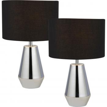 Silver Touch Table Lamps with Chrome Base (Pair)