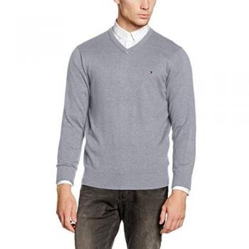 Tommy Hilfiger Sweat-Shirt V-NK CF en Cachemire Pima, Gris (Monument Heather), XX-Large Homme