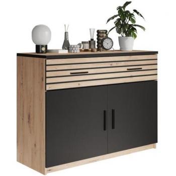 MELIKA Black and Artisan Oak Sideboard