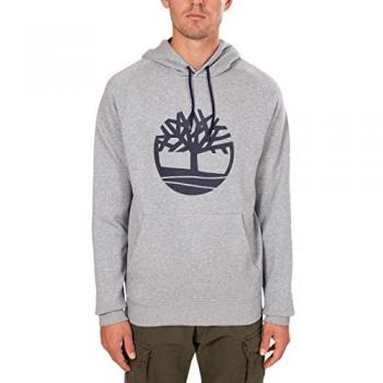 Timberland Hoodies Male Gray Size S Cotton Hooded Sweater with Central Pocket