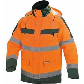 Dassy® Atlantis Warnschutz Regen-Parka Neonorange/Flaschengrün Größe L
