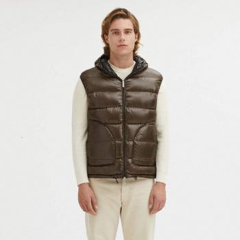 Centogrammi, Vests, male, Brown, Size: L Reversible Hooded Vest with Zip