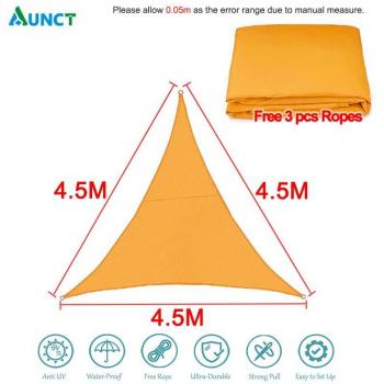 Light Orange 300D Triangle Shade Sail 5x5m Waterproof