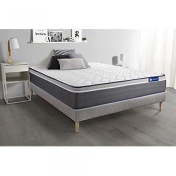 Ensemble matelas actilatex plus 160x200 Latex+Mémoire de forme Maxi épaisseur 7zones de confort + sommier kit gris