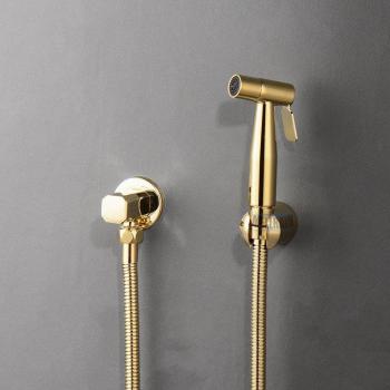 Brushed Gold Bidet Sprayer Kit with Shut-Off Valve