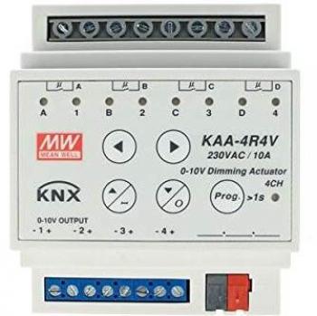 MeanWell KAA-4R4V-10 Attuatore KNX Dimmer 0-10V 4 Canali 10A Konnex DIN