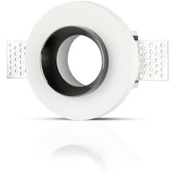 V-TAC Portafaretto LED da Incasso Rotondo GU10 e GU5.3 (MR16) Corpo in Gesso Bianco e Metallo Nero