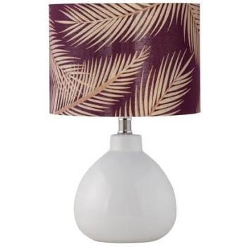 Tuscan Radiance White Ceramic Lamp with Tropical Burgundy Shade Accent