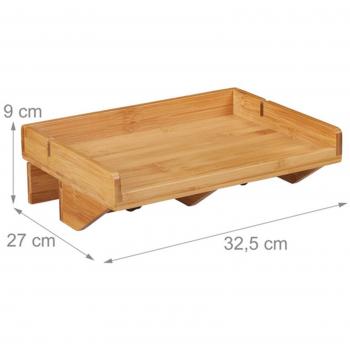 Bamboo Clip-on Nightstand, Bedside Shelf, Space-saving Caddy with Cable Slot, 32.5 x 27 cm