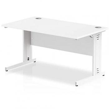 Impulse 1400/800 Rectangle White Cable Managed Leg Desk